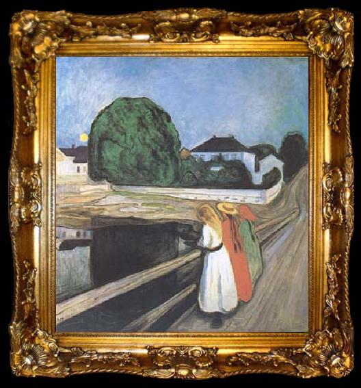 framed  Edvard Munch Girls on a Bridge (mk09), ta009-2